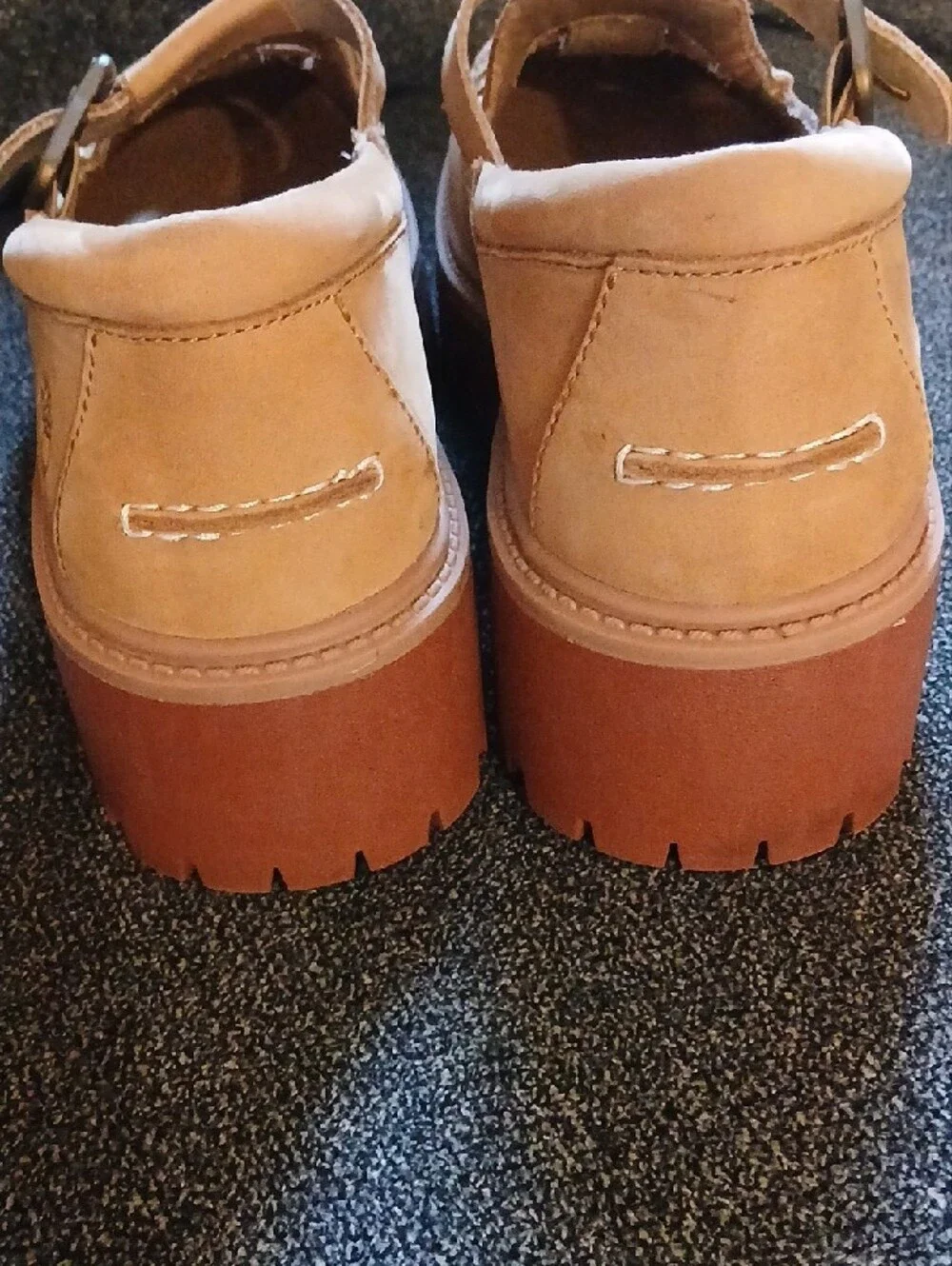 Timberland Tan Leather Woven Strap Loafers
